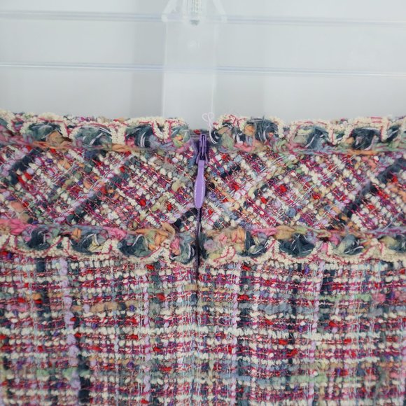 Chanel Silk Blend Woven Knee Length Pencil Skirt Pink Multi-color - Picture 12 of 13